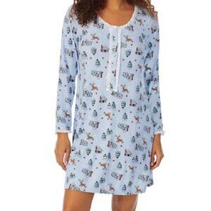 Lanz of Salzburg Light Blue Cozy Cabin Nightshirt Size Medium